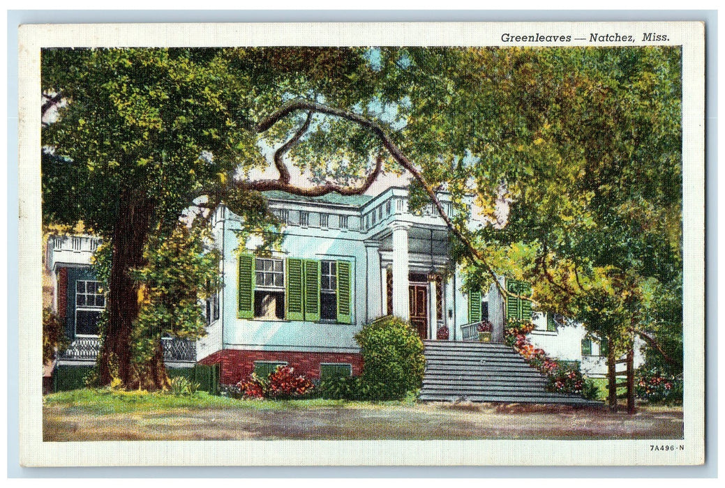 1941 Greenleaves House Exterior Roadside Natchez Indiana IN Posted Postcard