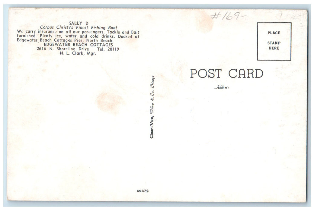c1960's Sally D Corpus Christis Finest Fishing Boat Shore Line Drive TX Postcard