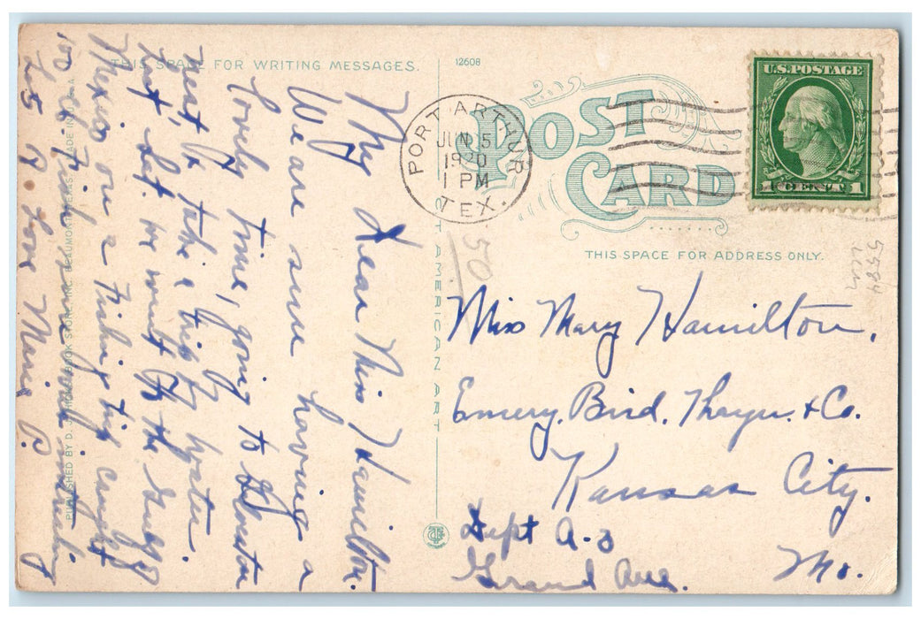 1920 Keith Park And YMCA Building Beaumont Texas TX Posted Fountain Postcard