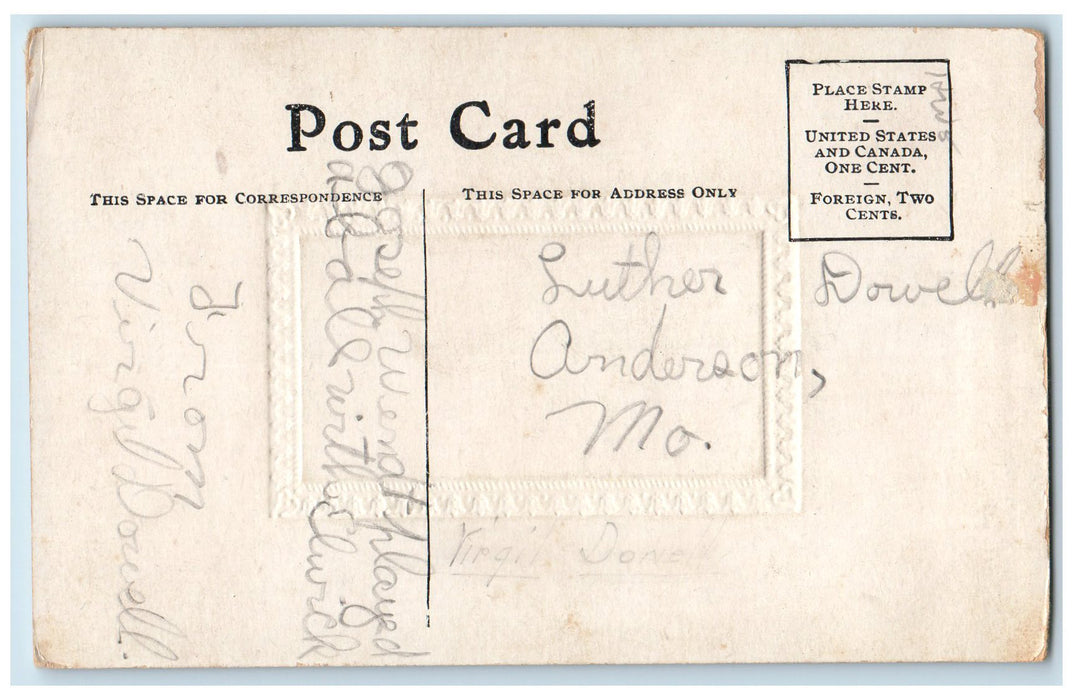 c1910's Greetings From Pittsburg Embossed Frame Kansas KS Unposted Postcard