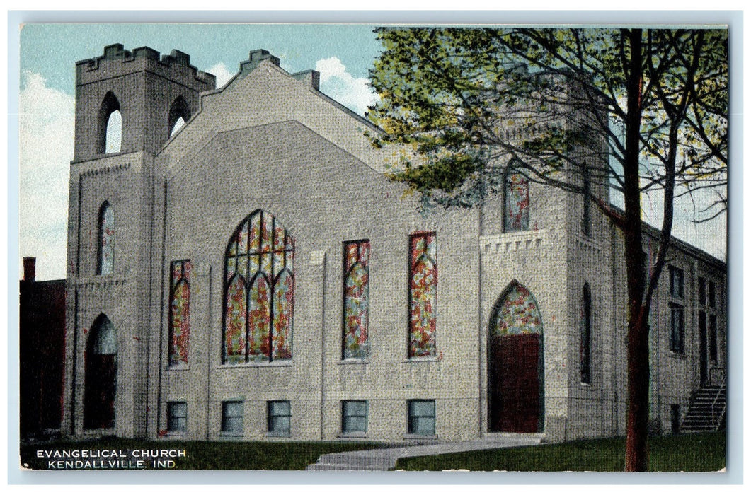 c1910's Evangelical Church Exterior Kendallville Indiana IN Unposted Postcard