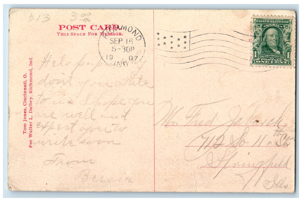 1907 Wayne County Court House Exterior Richmond Indiana IN Unposted Postcard
