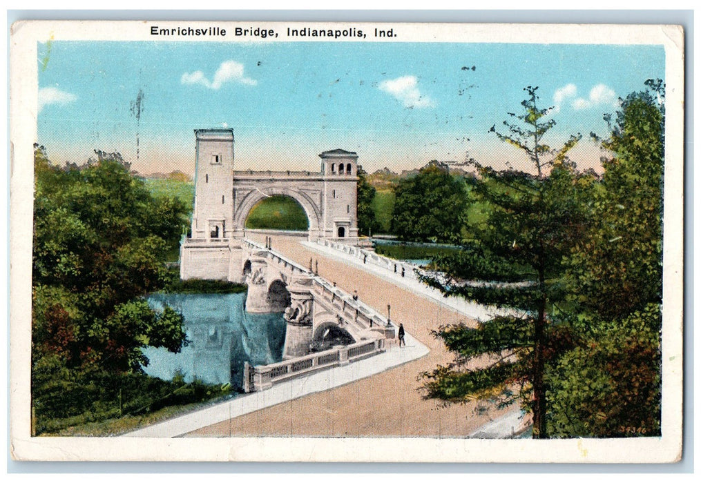 1933 Emrichsville Bridge Scene Indianapolis Indiana IN Posted Vintage Postcard