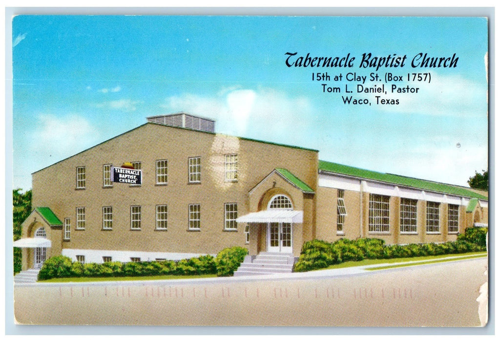 1968 Tabernacle Baptist Church Exterior Scene Waco Texas TX Posted Postcard