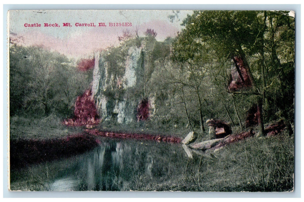 1911 Castle Rock Stream Scene Mt. Carroll Illinois IL Posted Vintage Postcard