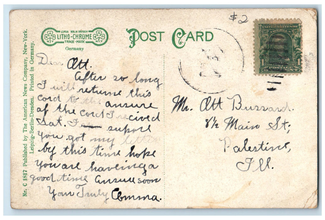 1910 Boat House And Bridge Forest Park Terre Haute Indiana IN Posted Postcard