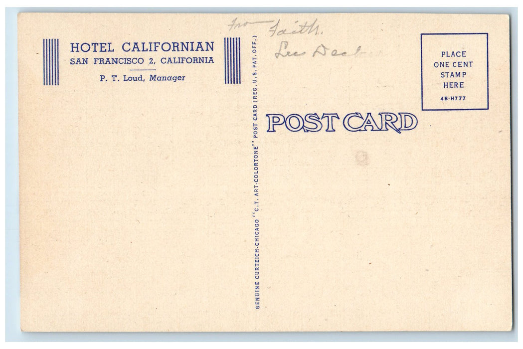 c1950 Hotel Californian Composite View Restaurant San Francisco 2 CA Postcard