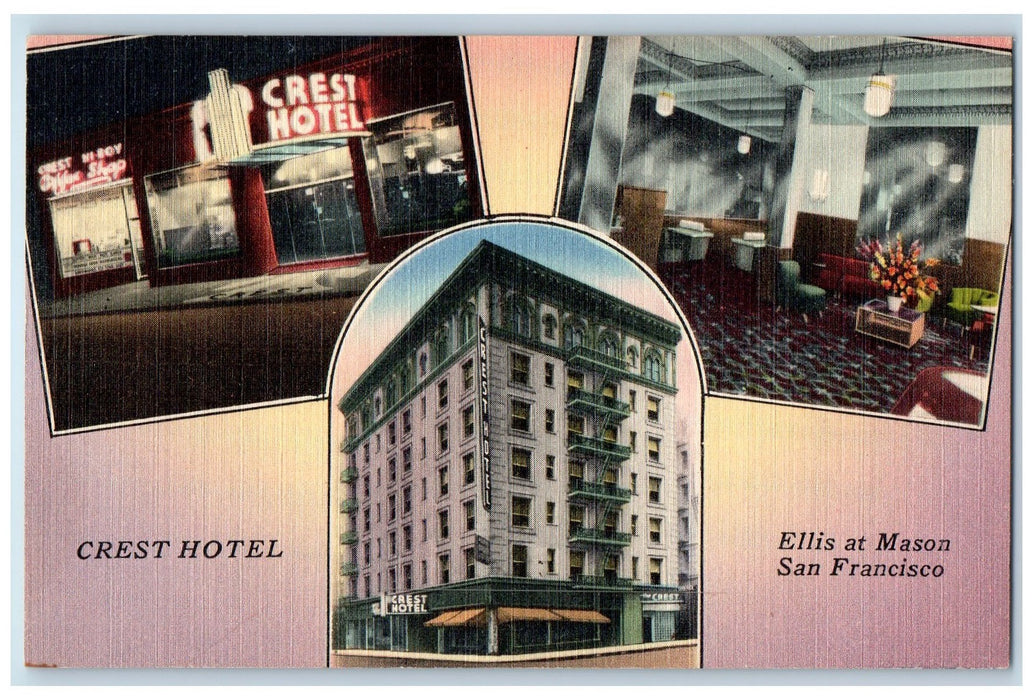 c1950's Crest Hotel Restaurant Multiple View Mason San Francisco 2 CA Postcard