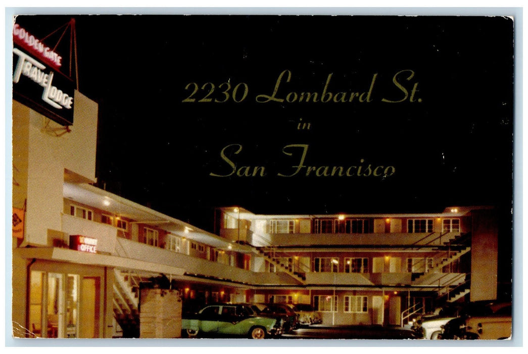 c1950 Golden Gate Travelodge Motel Restaurant Lombard San Francisco CA Postcard