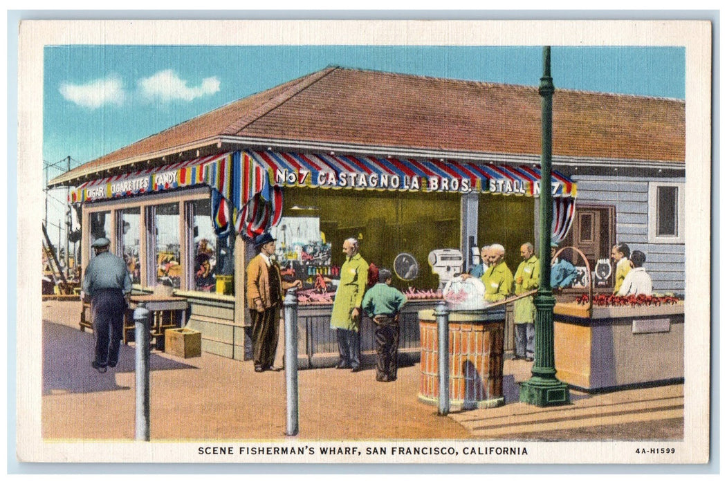 c1950's Oyster Bars Scene Fisherman's Wharf Restaurant San Francisco CA Postcard