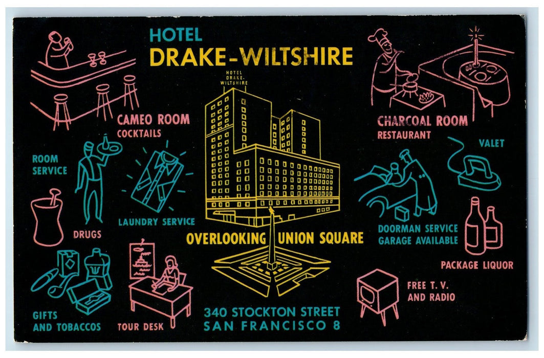 1971 Hotel Drake Wiltshire Services View Restaurant San Francisco CA Postcard