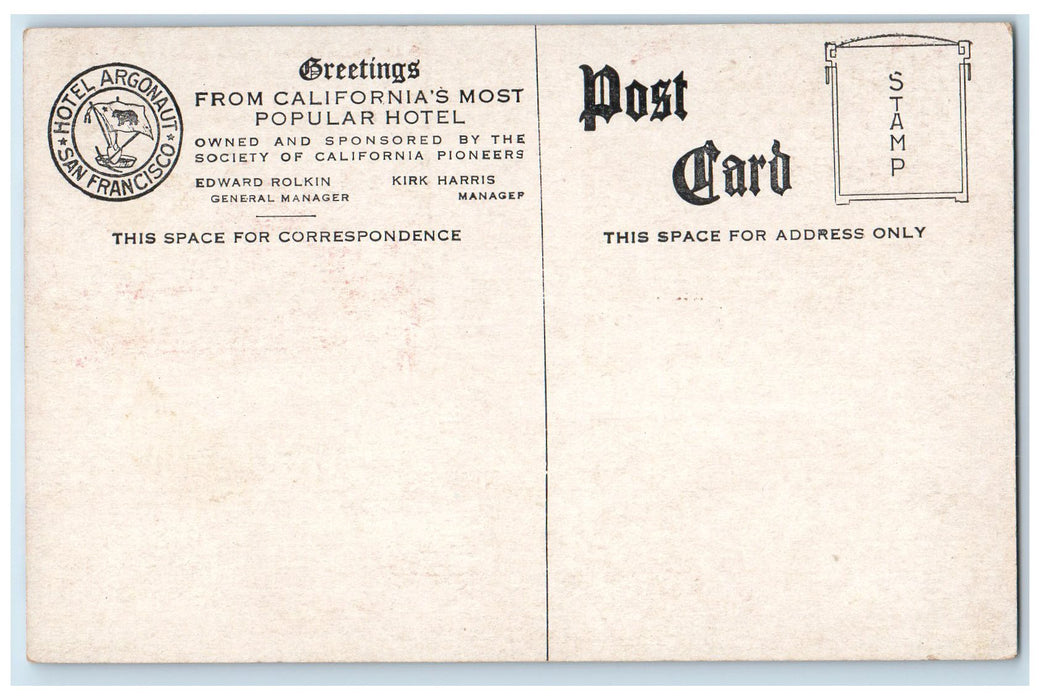 c1950 Argonaut's Hotel Multiple View Restaurant Market San Francisco CA Postcard
