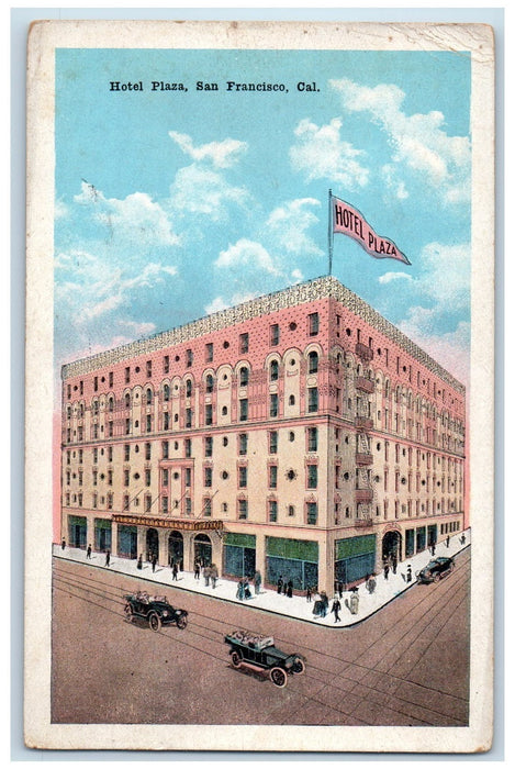 1920 Hotel Plaza View Restaurant Classic Cars Railroad San Francisco CA Postcard