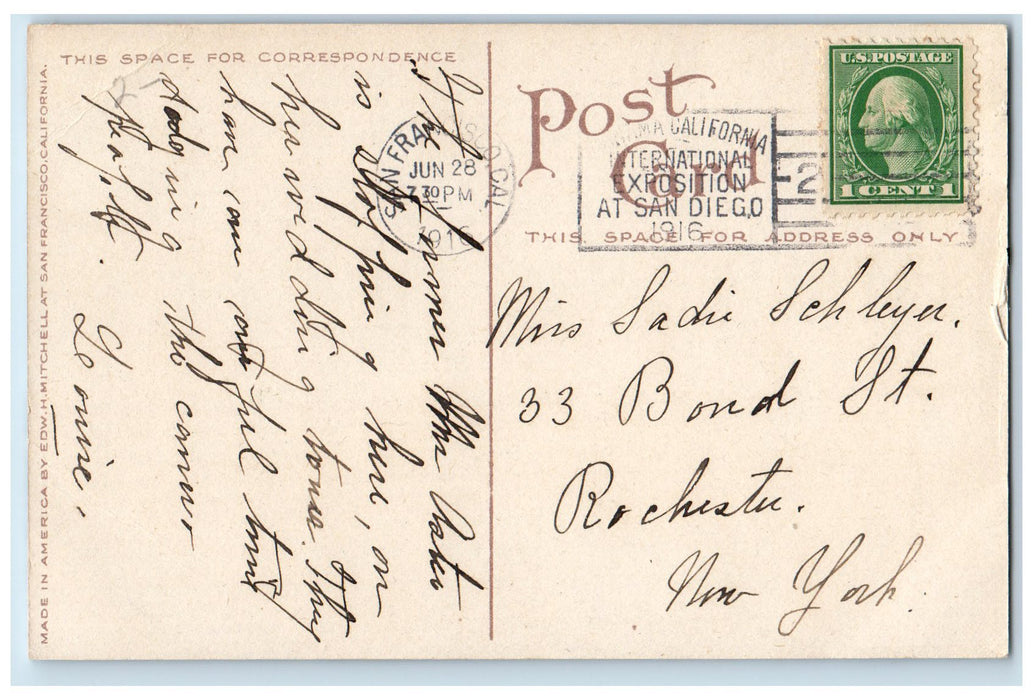 1916 Laurel Court Tea Room Fairmont Hotel Restaurant San Francisco CA Postcard