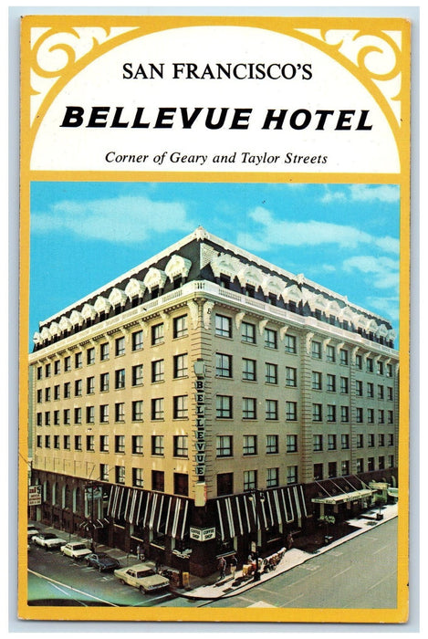 c1950 San Francisco's Bellevue Hotel Restaurant Taylor San Francisco CA Postcard