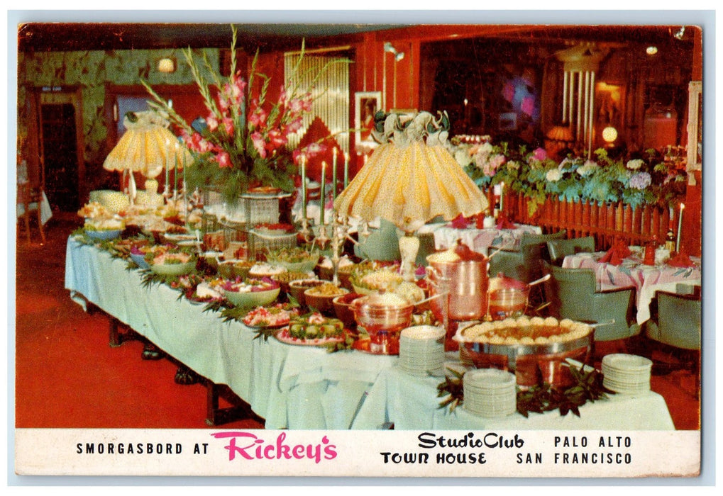 c1950 Smorgasbord Rickey's Town House Dine Restaurant San Francisco CA Postcard