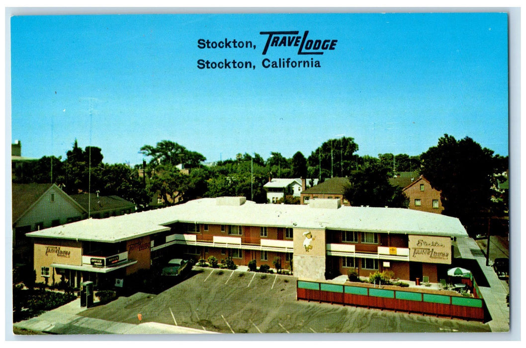 c1950 Stockton Travelodge View Restaurant Parking Lot San Francisco CA Postcard