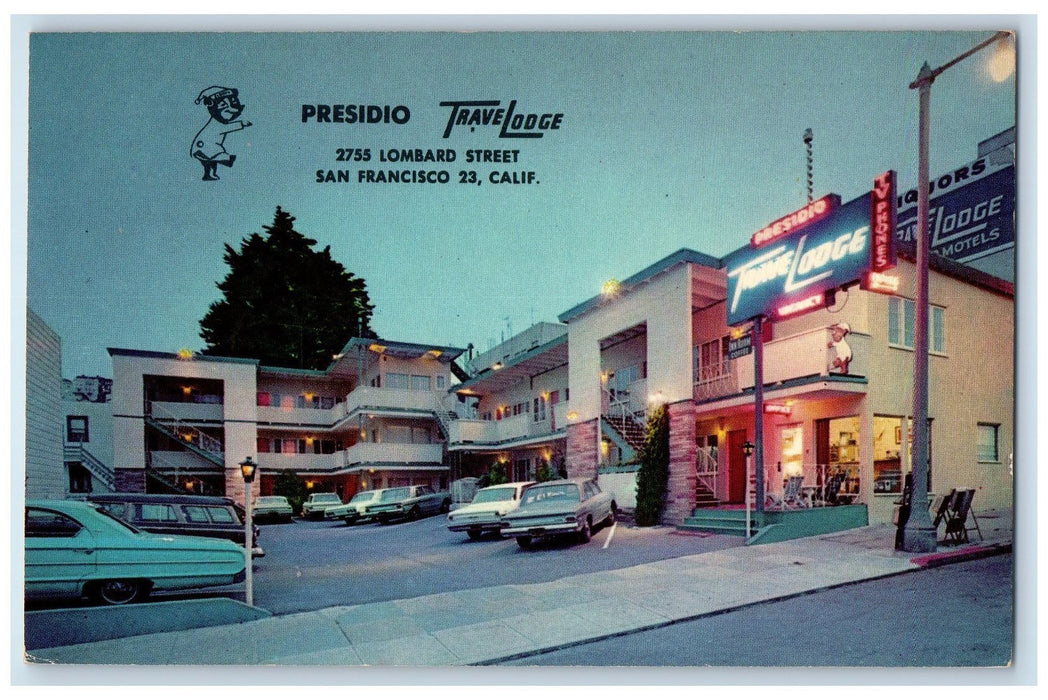 c1950 Presidio Travelodge View Classic Cars Restaurant San Francisco CA Postcard
