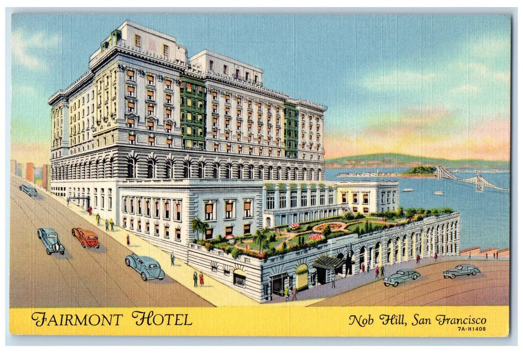 1939 Fairmont Hotel Classic Cars Restaurant Nob Hill San Francisco CA Postcard