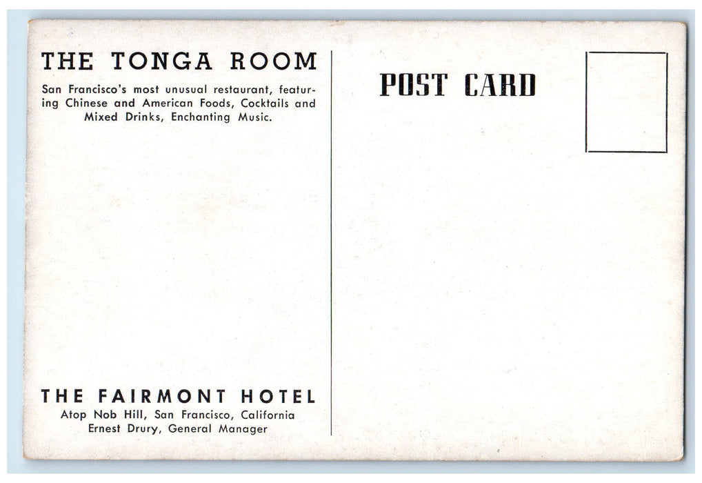 c1950 Tonga Room Terrace Fairmont Hotel Restaurant San Francisco 6 CA Postcard
