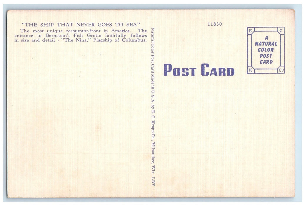 1950's Entrance To Bernstein's Fish Grotto Restaurant San Francisco CA Postcard