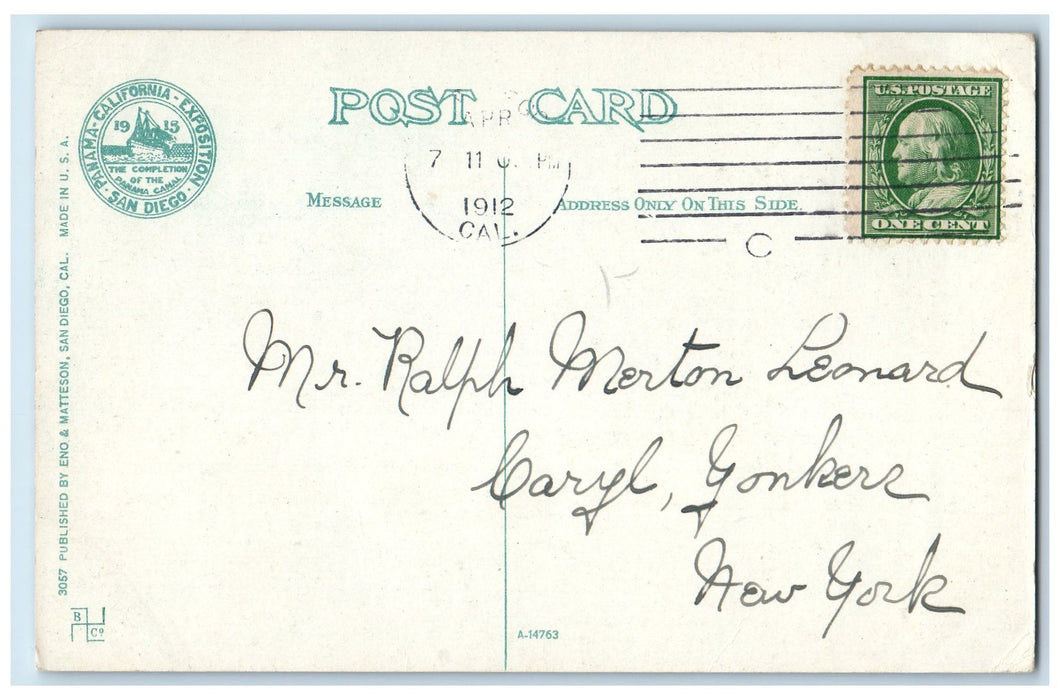 1912 Lobby US Grant Hotel Restaurant Interior Design Light San Diego CA Postcard