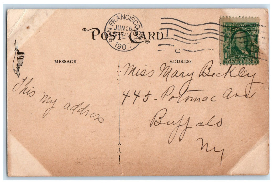 1908 Hotel Cadillac Entrance Restaurant Horse Carriage San Francisco CA Postcard
