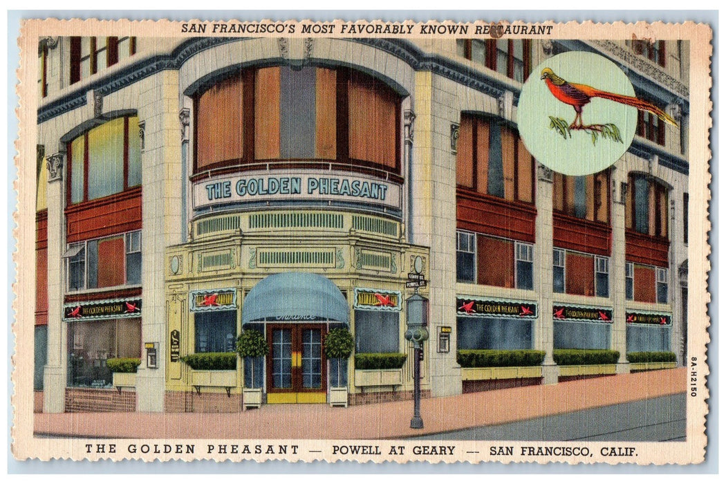 c1940's Greetings From Golden Pheasant Restaurant View San Francisco CA Postcard