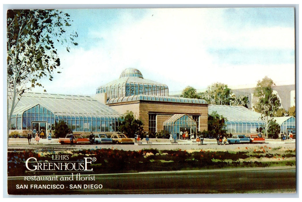 c1950's Lehrs Greenhouse Restaurant Florist Entrance View San Diego CA Postcard