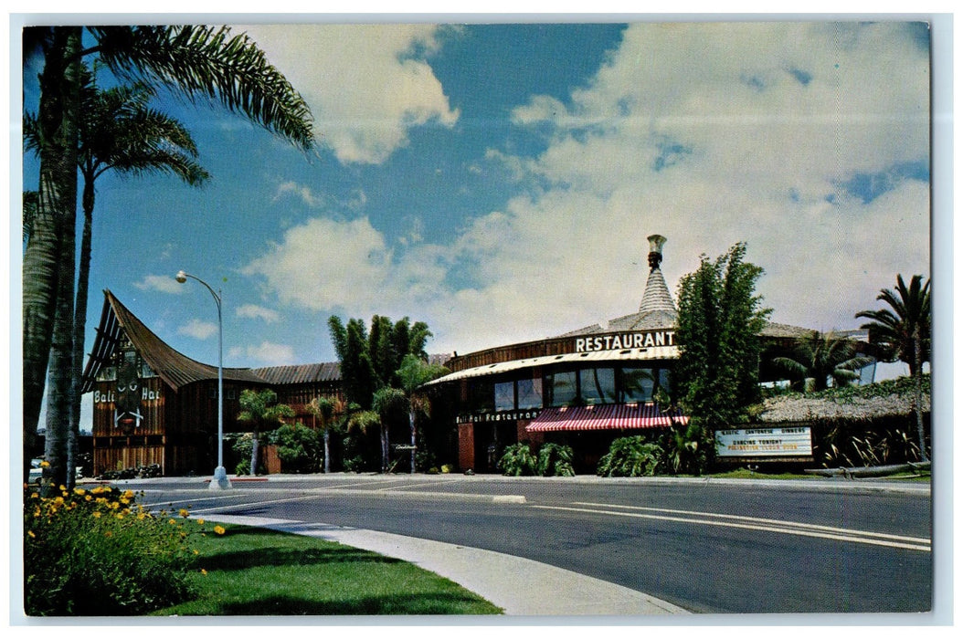 c1950 Bali Hai Shelter Island View Restaurant Bar Roadside San Diego CA Postcard