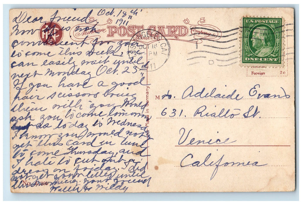 1911 US Grant Hotel At Moon Night Building View Restaurant San Diego CA Postcard