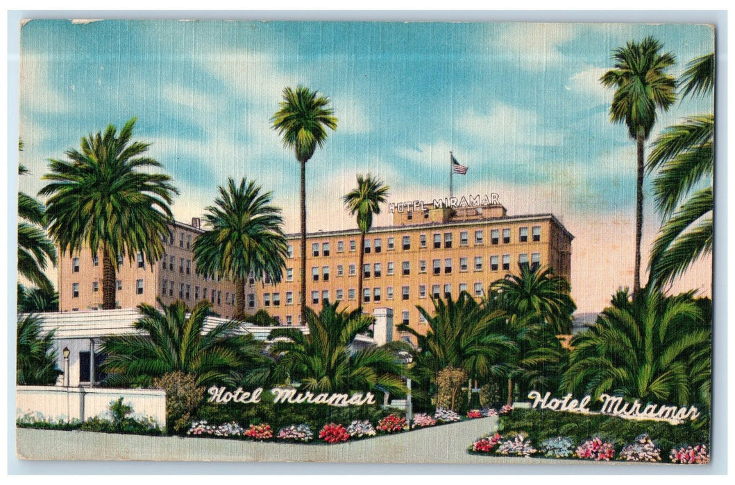 c1950 Hotel Miramar Bungalows Restaurant Santa Monica CA Advertising Postcard
