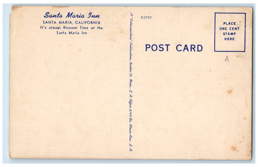 c1950 Santa Maria Inn Restaurant Flowers On Dining Room Santa Maria CA Postcard