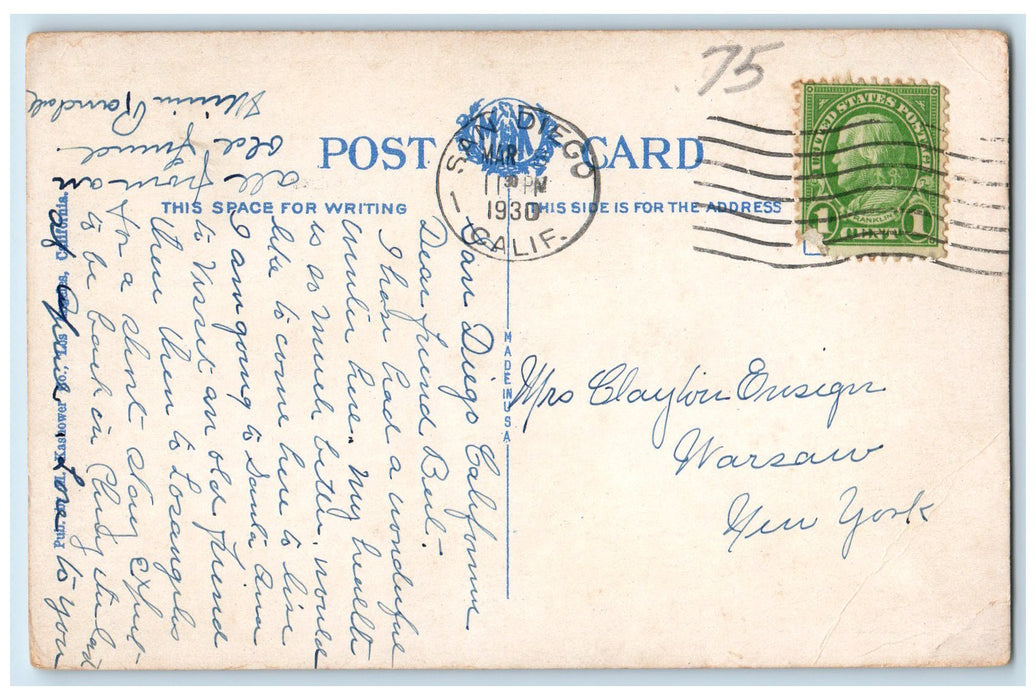 1930 El Cortez Hotel Building View Restaurant San Diego California CA Postcard