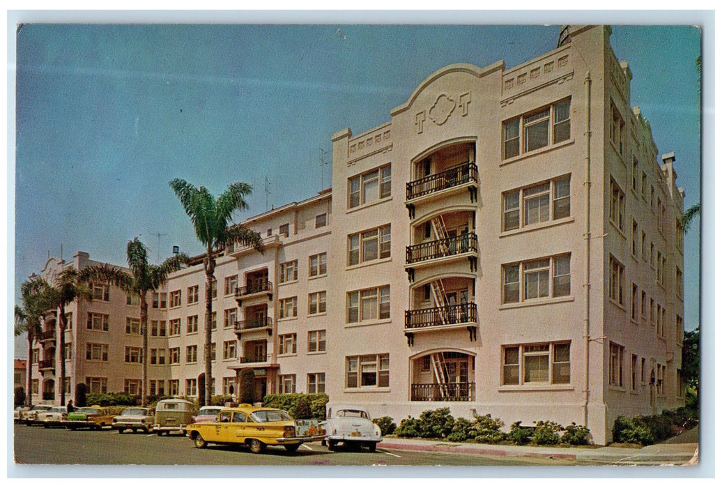 1969 Barcelona Hotel Apartments View Restaurant San Diego California CA Postcard
