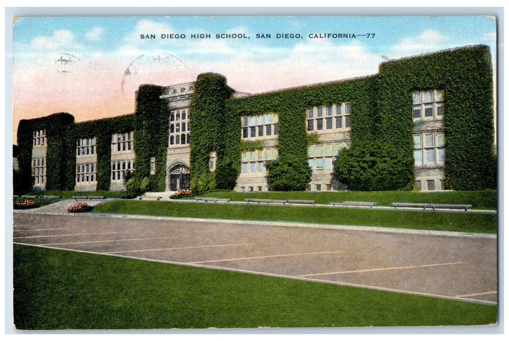 1951 San Diego High School Campus Entrance View San Diego California CA Postcard
