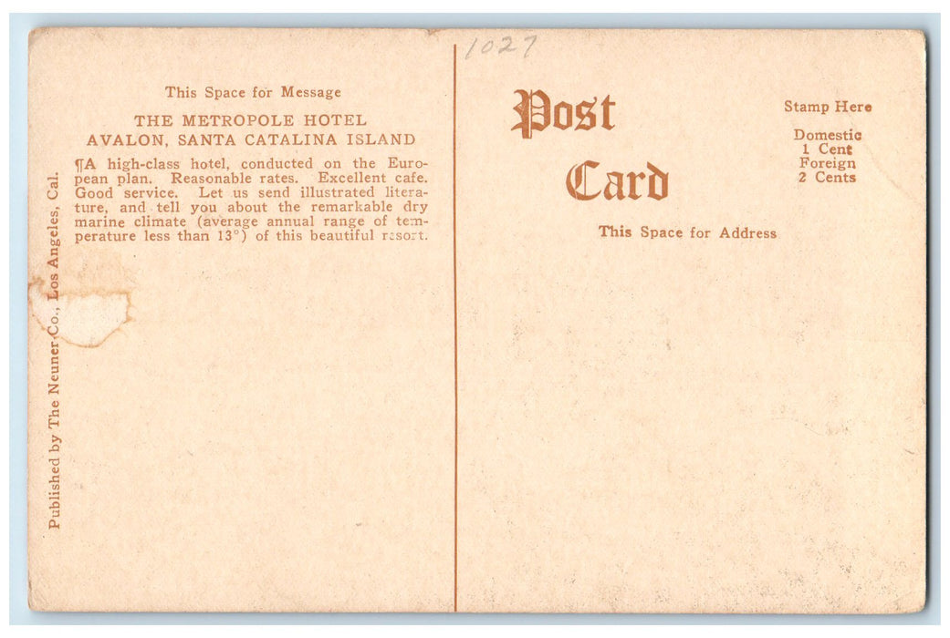 c1950 Metropole Hotel Avalon Beach Restaurant Santa Catalina Island CA Postcard