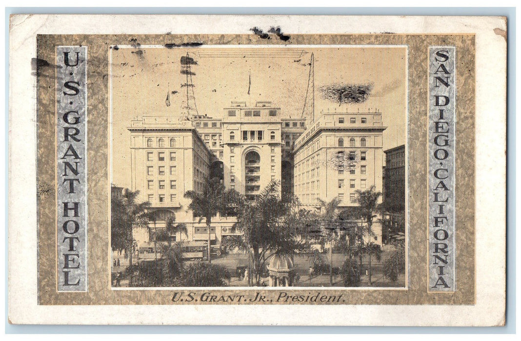 c1920's US Grant Hotel Building View Restaurant San Diego California CA Postcard