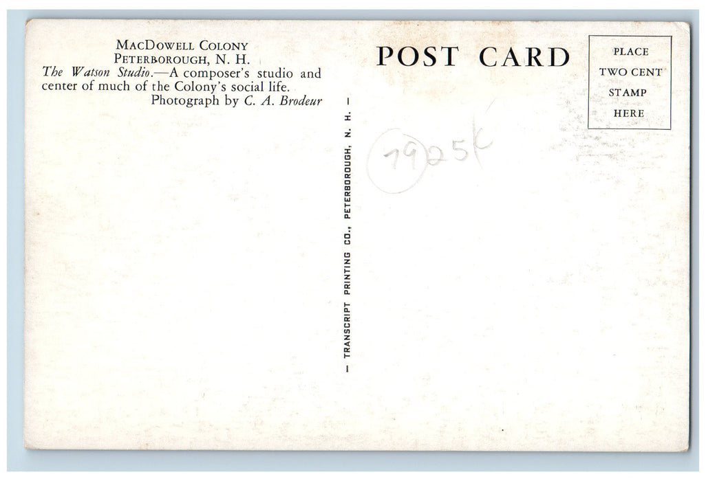 c1960s MacDowell Colony Scene Peterborough NH The Woman Studio Unposted Postcard