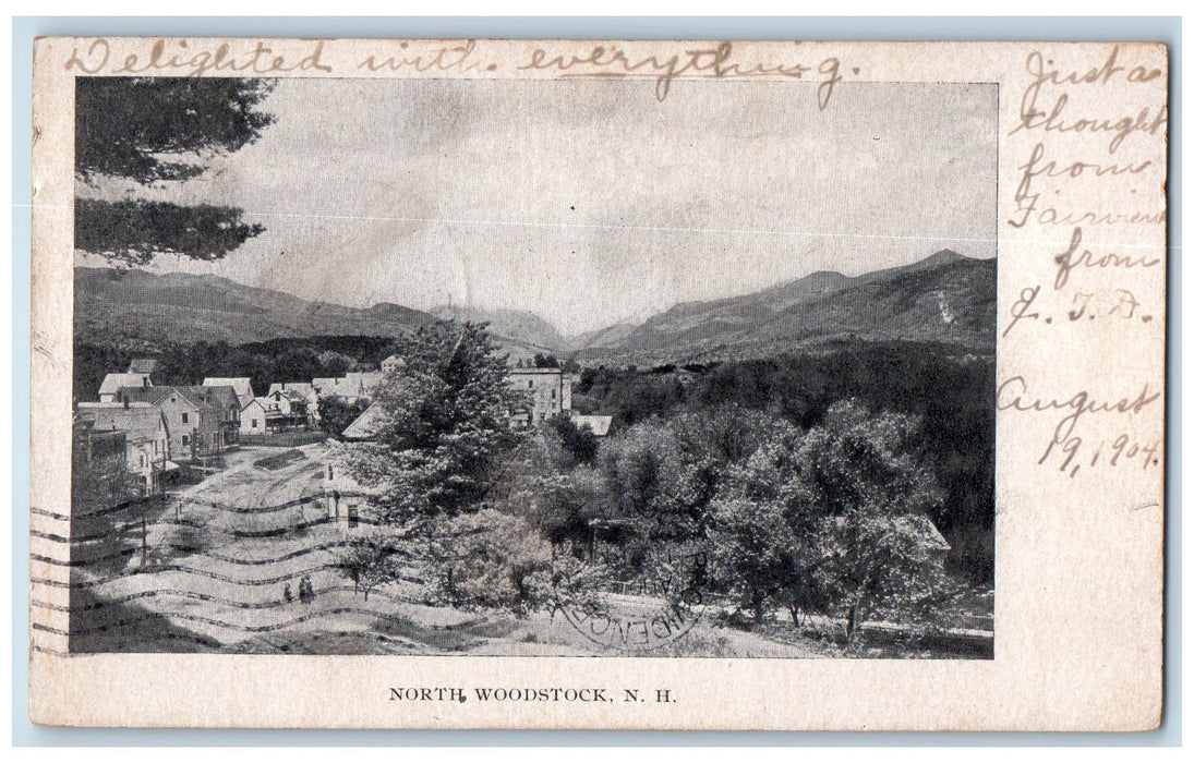 1904 North Woodstock Houses Trees Scene New Hampshire NH Posted Antique Postcard