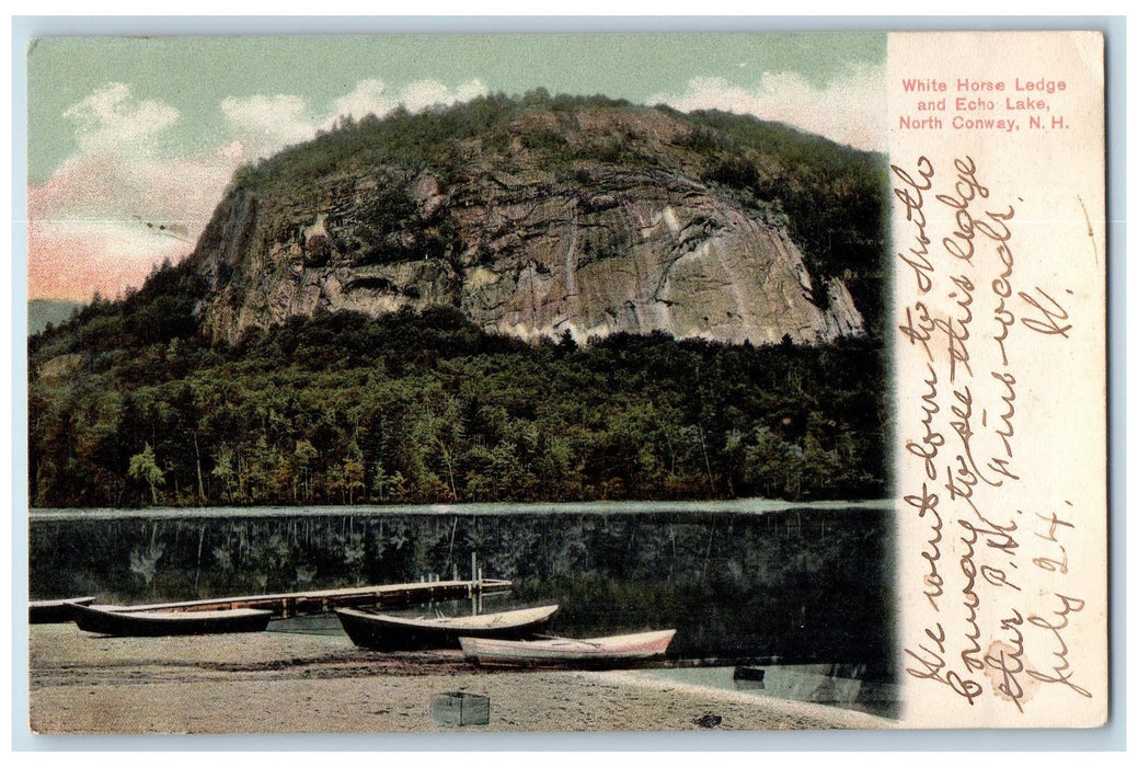 1907 White Horse Ledge And Echo Lake View North Conway New Hampshire NH Postcard