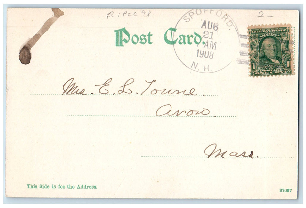 1908 Sunset At Lake Spofford Boat View Spofford New Hampshire NH Posted Postcard