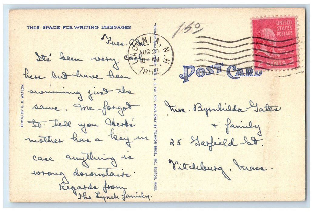1952 Weirs Beach Tourist Swimming Boat Harbor Lake Winnipesaukee NH Postcard