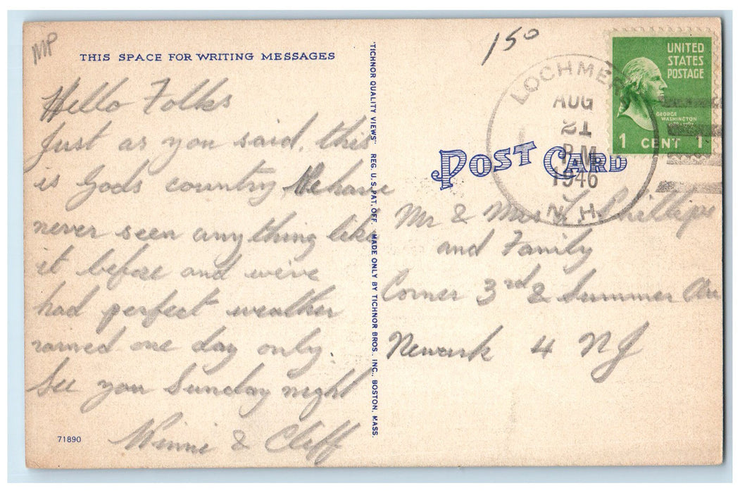 1946 The Weirs Lake Seaside Forest Resorts Mountain Winnipesaukee NH Postcard