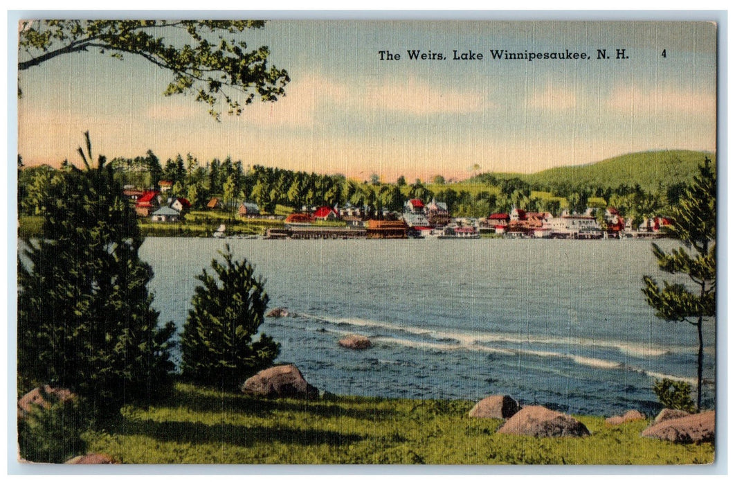 1946 The Weirs View Lake Seaside Forest Resorts Winnipesaukee NH Posted Postcard