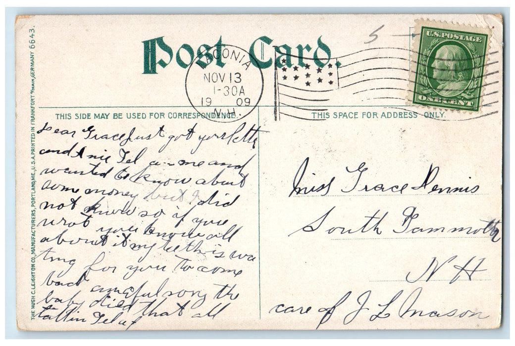 1909 Regimental Buildings Dirt Road Railroad Lamp Statue Trees Weirs NH Postcard