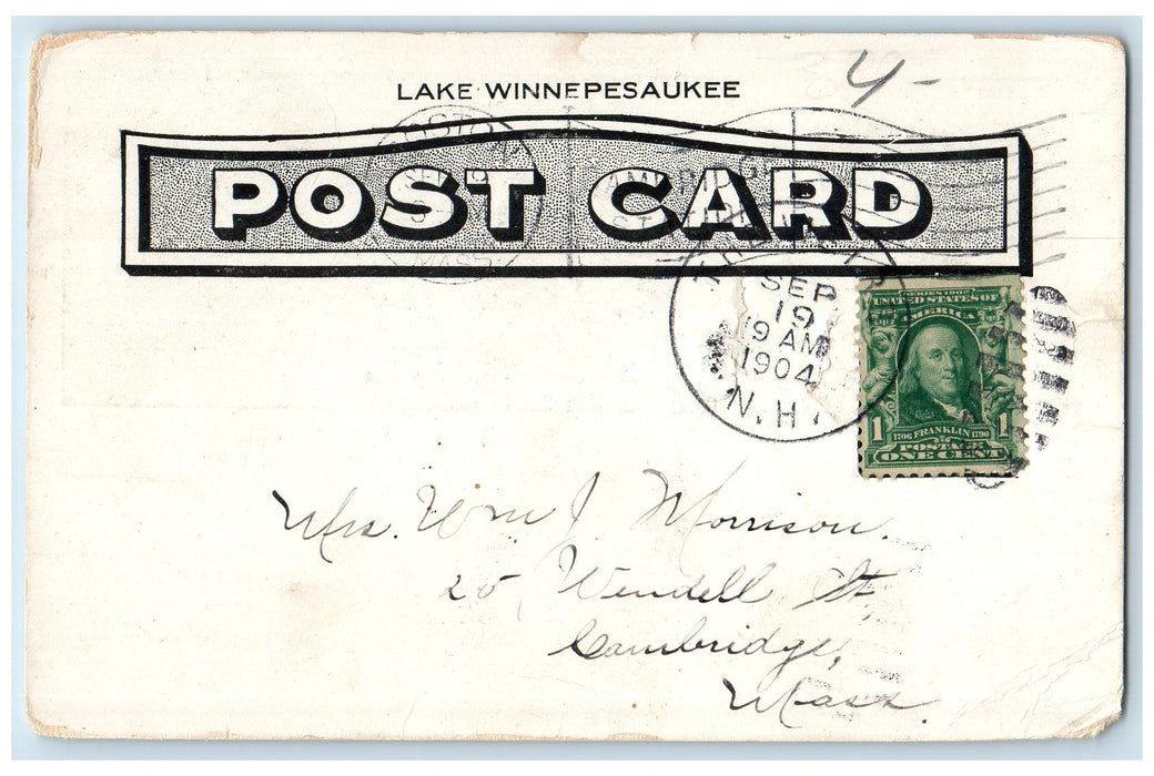 1904 The Weirs View Resorts Boat Grove Buildings Hills New Hampshire NH Postcard