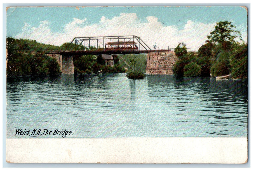 c1905's The Bridge Trolley Passenger Lake River Boat Grove Weirs NH Postcard