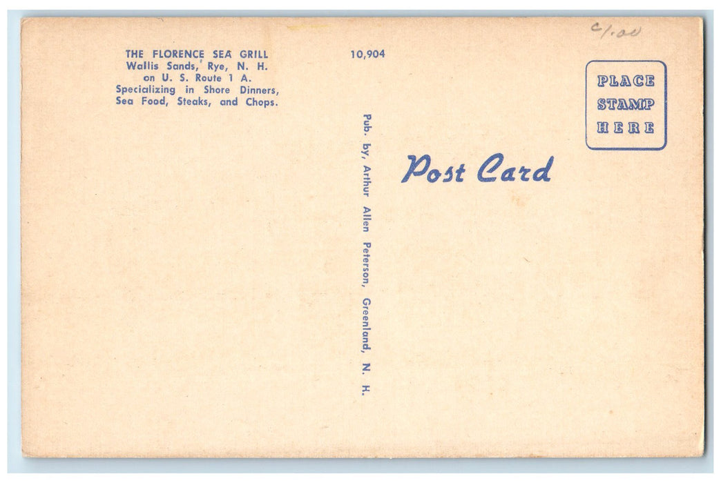 c1950's The Florence Sea Grills Wallis Sands Restaurant Entrance Rye NH Postcard