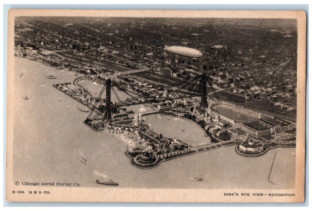 c1940s Bird's Eye-View Exposition Century Of Progress Scene Chicago IL Postcard